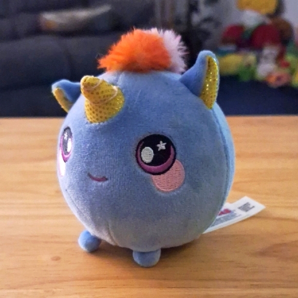 Adorable Blue Unicorn Plush with Gold Accents - Picture 1 of 9